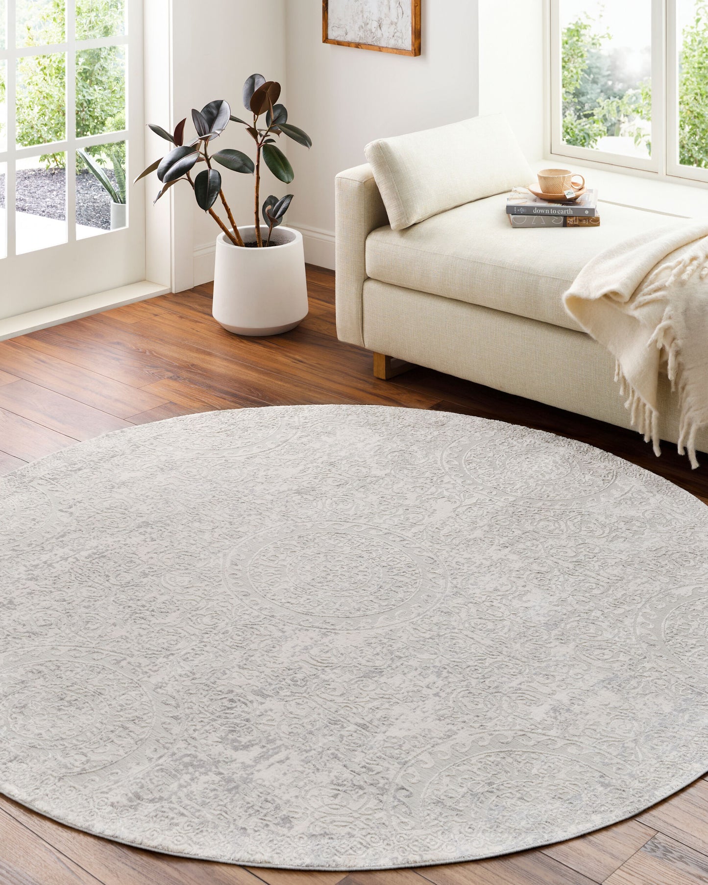 Aisha AIS-2307 6ft Round Machine Woven Area Rug