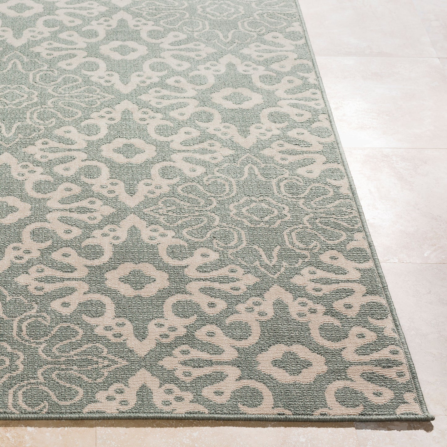 Alfombra decorativa tejida a máquina Alfresco ALF-9634 de 90 x 150 cm para interiores y exteriores