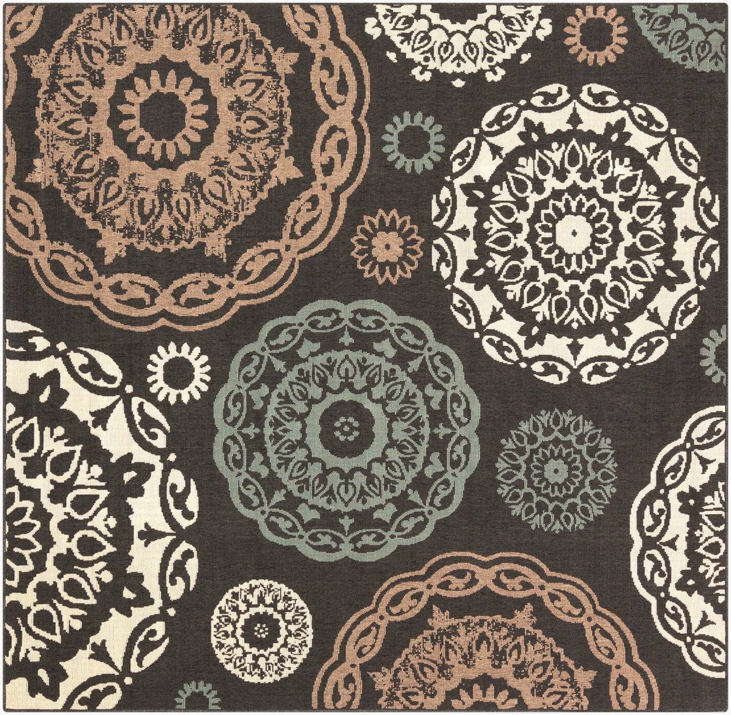 Alfresco ALF-9668 9ft Square Machine Woven Indoor/Outdoor Area Rug