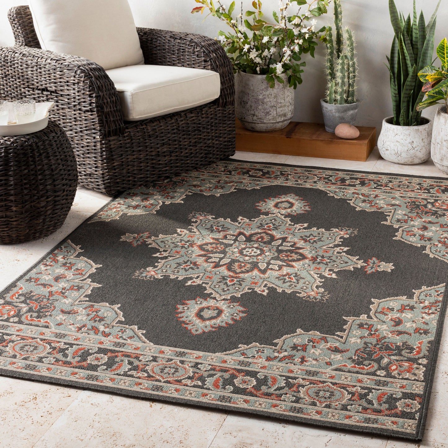 Alfresco ALF-9671 5ft Round Machine Woven Indoor/Outdoor Area Rug