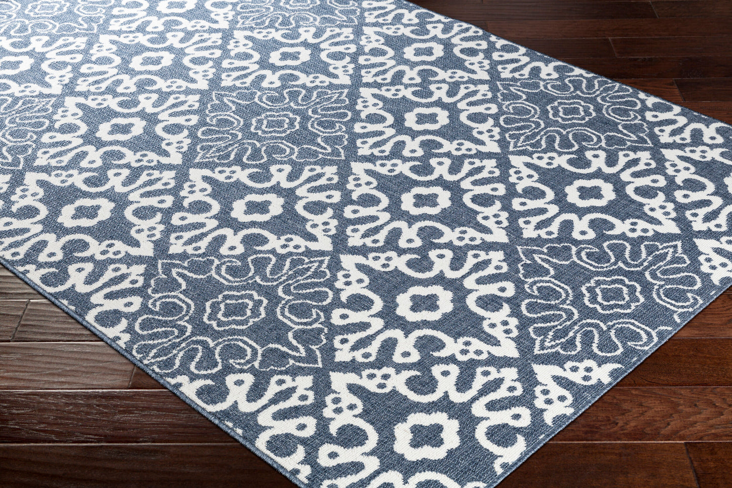 Alfombra decorativa tejida a máquina Alfresco ALF-9676 de 90 x 150 cm para interiores y exteriores