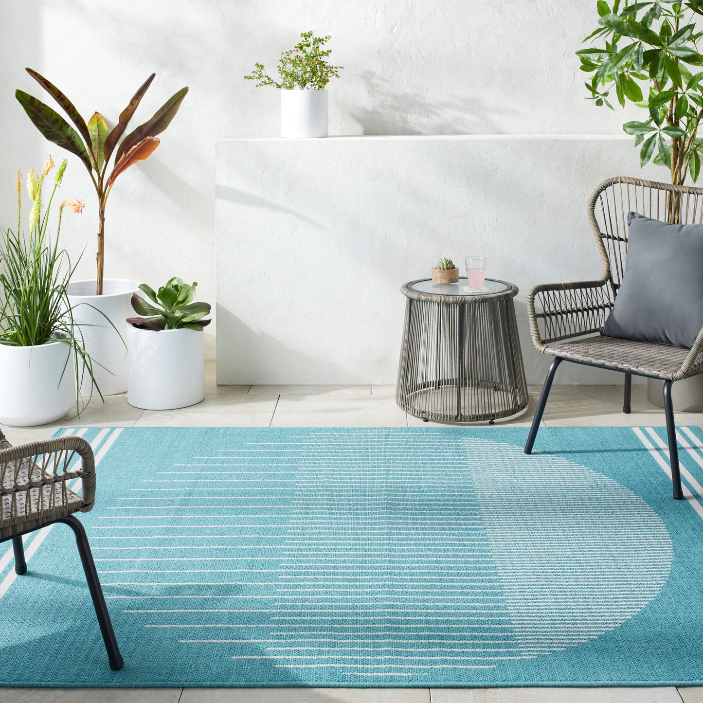 Alfresco ALF-9691 7ft Square Machine Woven Indoor/Outdoor Area Rug