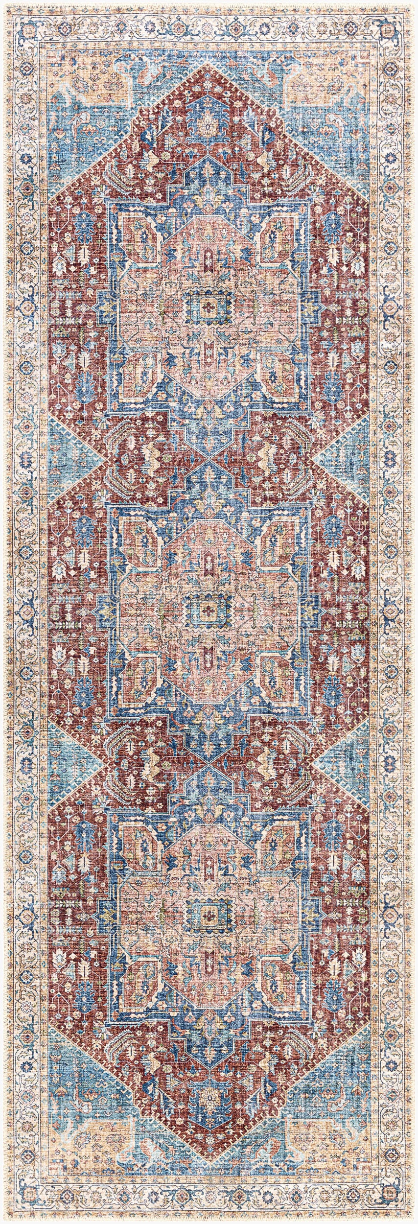 Amelie AML-2310 8ft Runner Machine Woven Washable Runner Rug