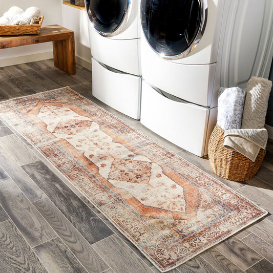 Amelie AML-2312 8ft Runner Machine Woven Washable Runner Rug