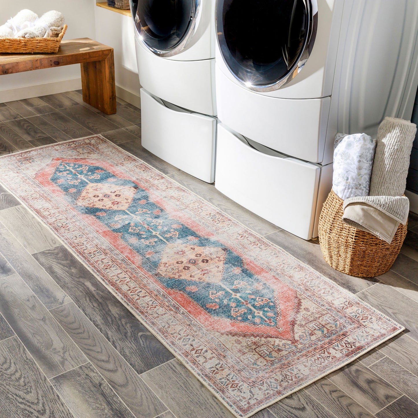 Amelie AML-2329 8ft Runner Machine Woven Washable Runner Rug