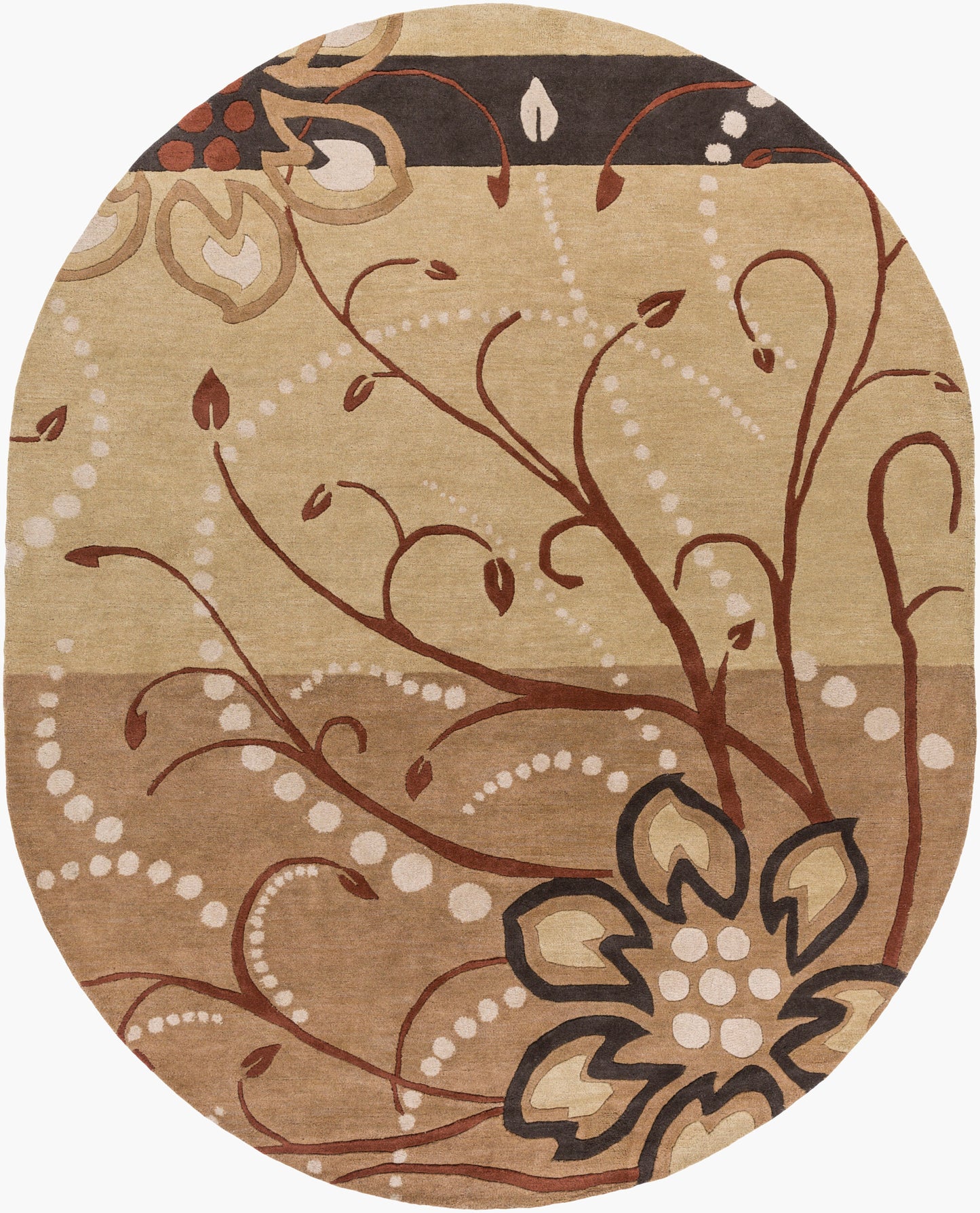 Alfombra ovalada de lana hecha a mano Athena ATH-5006 de 8' x 10'
