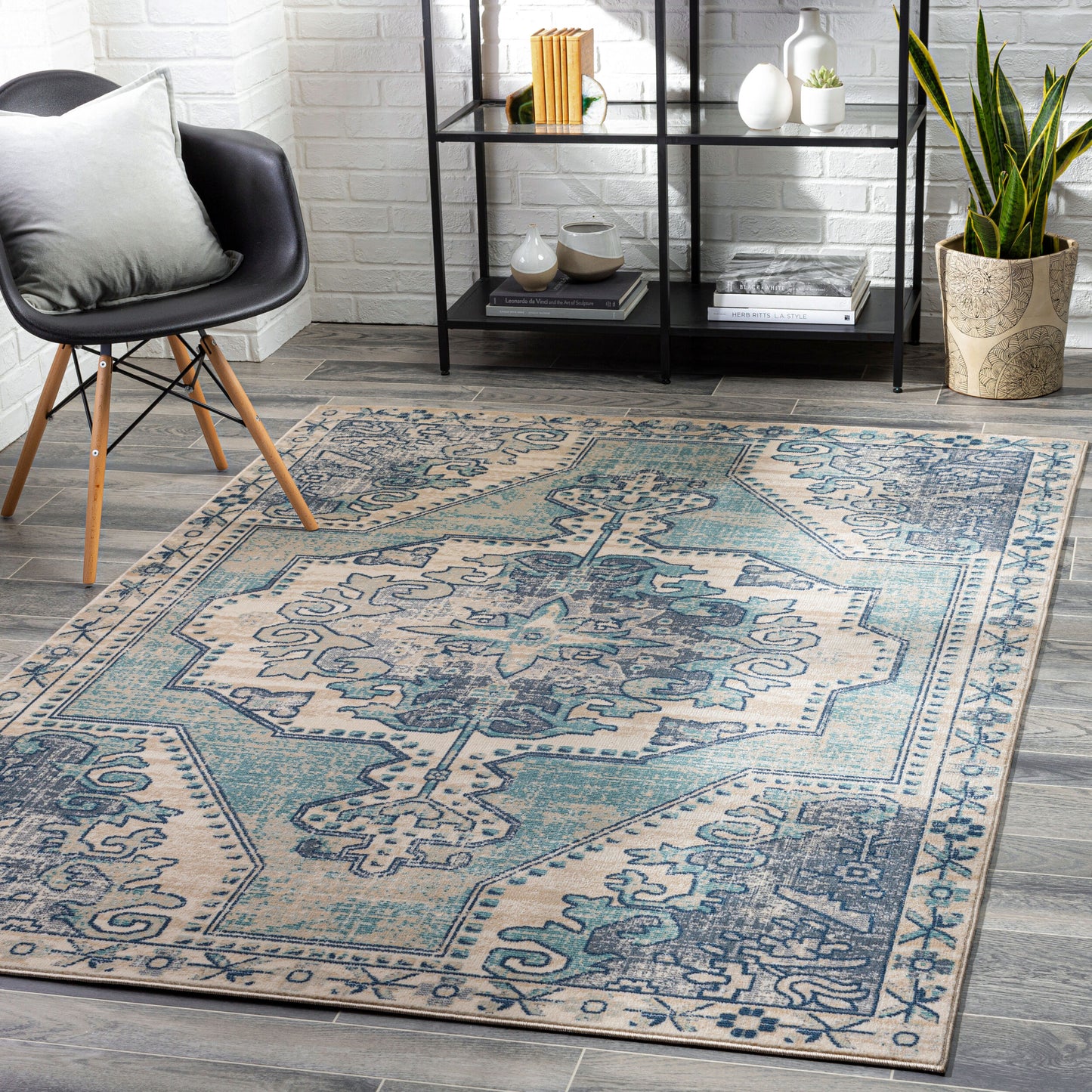 Alfombra decorativa tejida a máquina Bohemian BOM-2301 de 90 x 150 cm