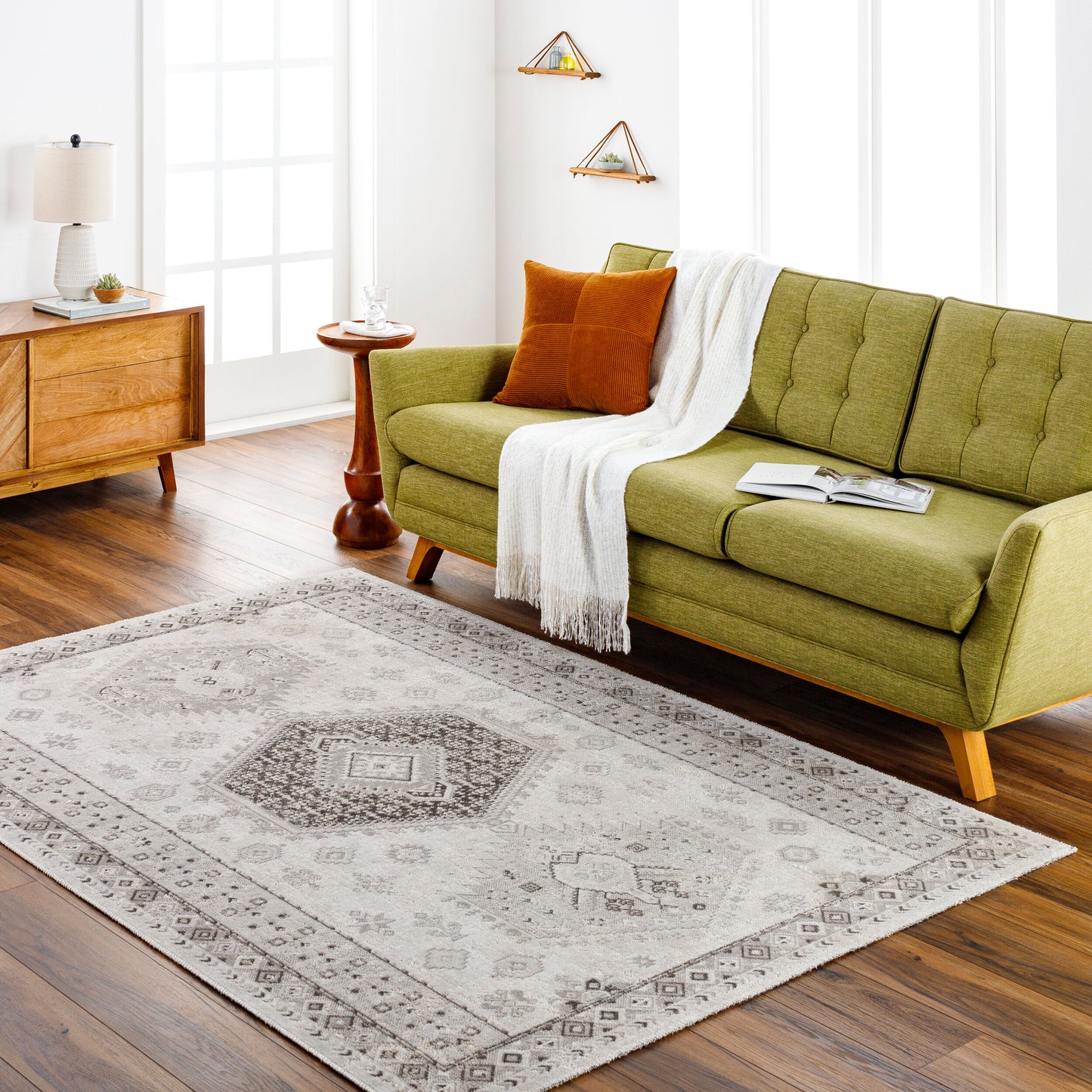 Basel BOS-2301 2' x 3' Machine Woven Accent Rug
