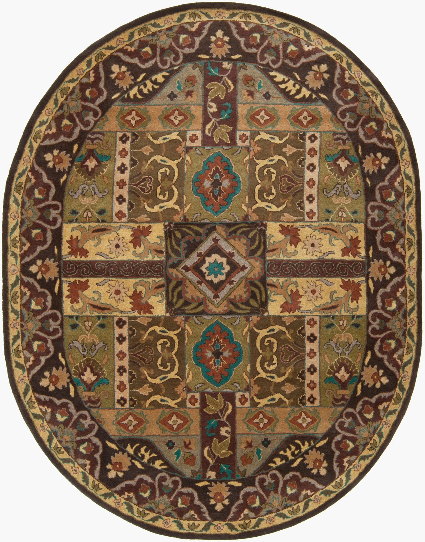 Alfombra ovalada de lana hecha a mano Caesar CAE-1048 de 8' x 10'