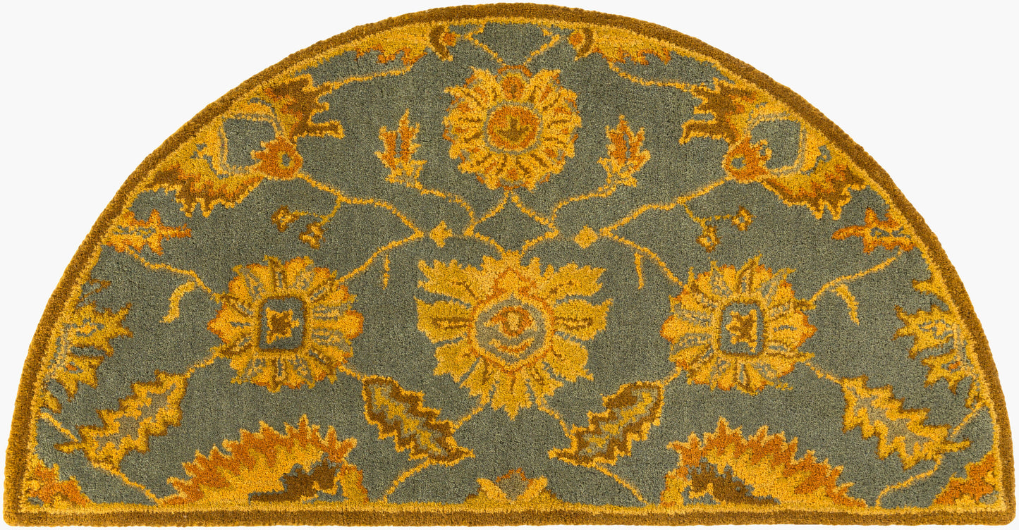 Alfombra decorativa de lana hecha a mano Caesar CAE-1186 de 2' x 4' con diseño de hogar