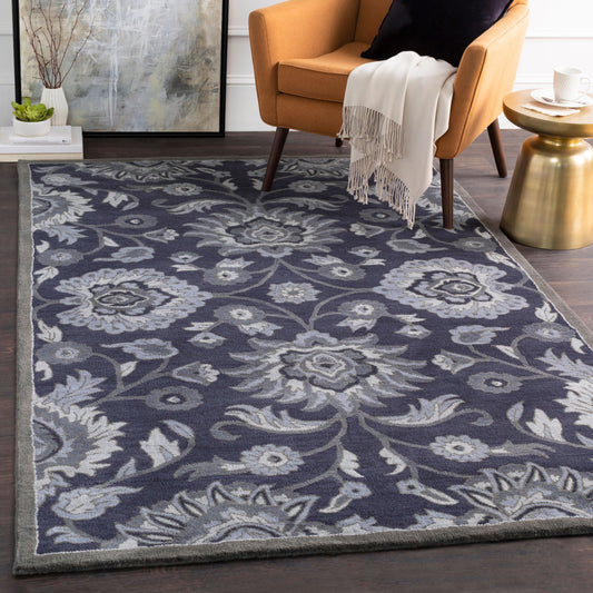 Alfombra decorativa de lana hecha a mano Caesar CAE-1191 de 2' x 4' con diseño de hogar