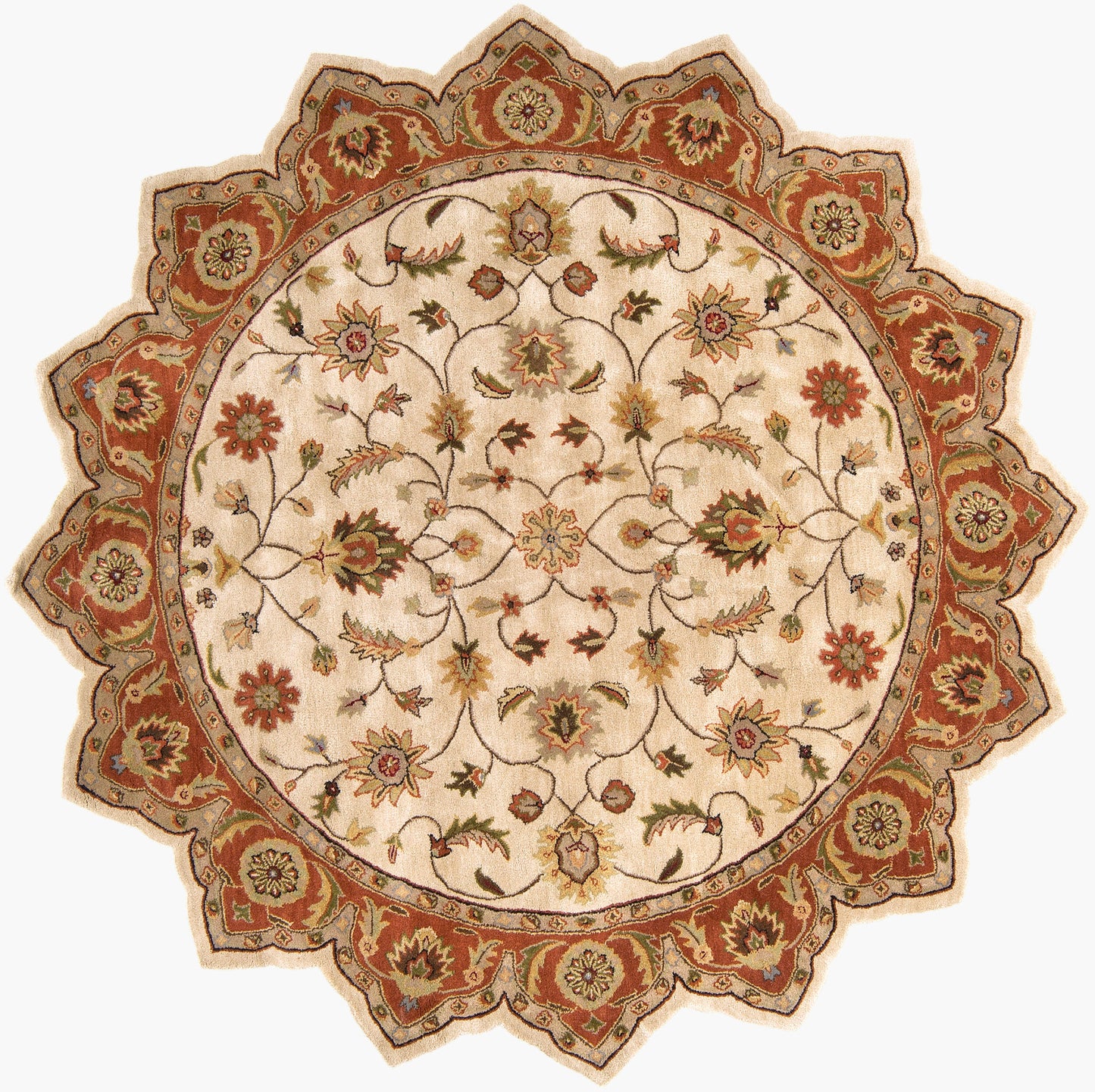 Alfombra de lana hecha a mano, octagonal, de 2,4 m, Crowne CRN-6004