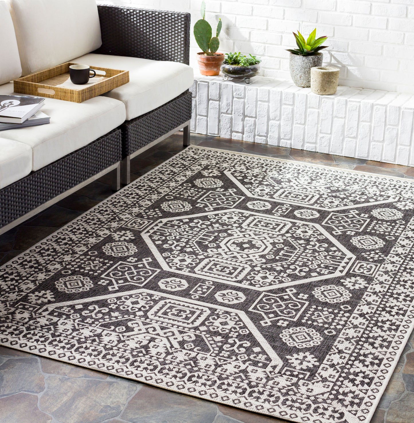 Eagean EAG-2359 6ft Square Machine Woven Indoor/Outdoor Area Rug