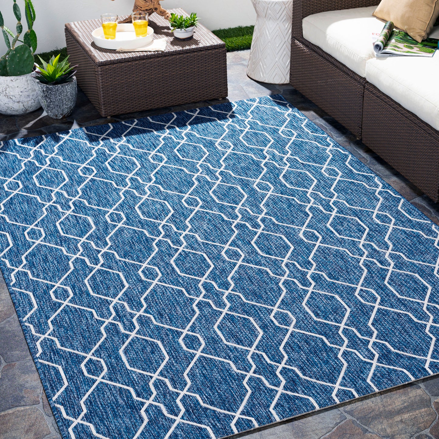 Eagean EAG-2381 6ft Square Machine Woven Indoor/Outdoor Area Rug