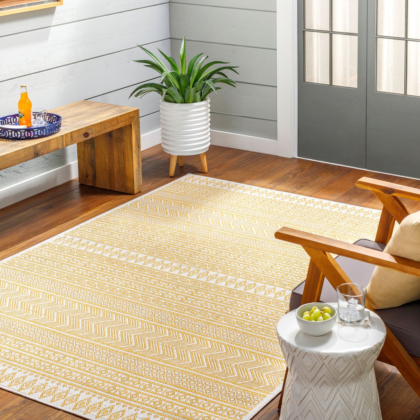 Eagean EAG-2427 8ft Square Machine Woven Indoor/Outdoor Area Rug