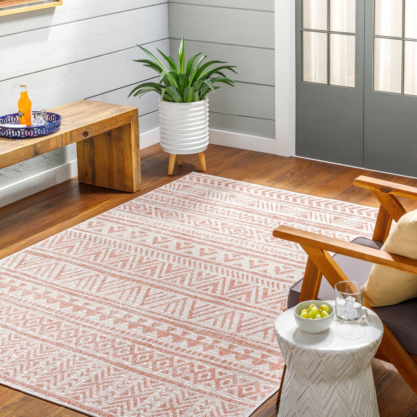 Eagean EAG-2430 6ft Square Machine Woven Indoor/Outdoor Area Rug
