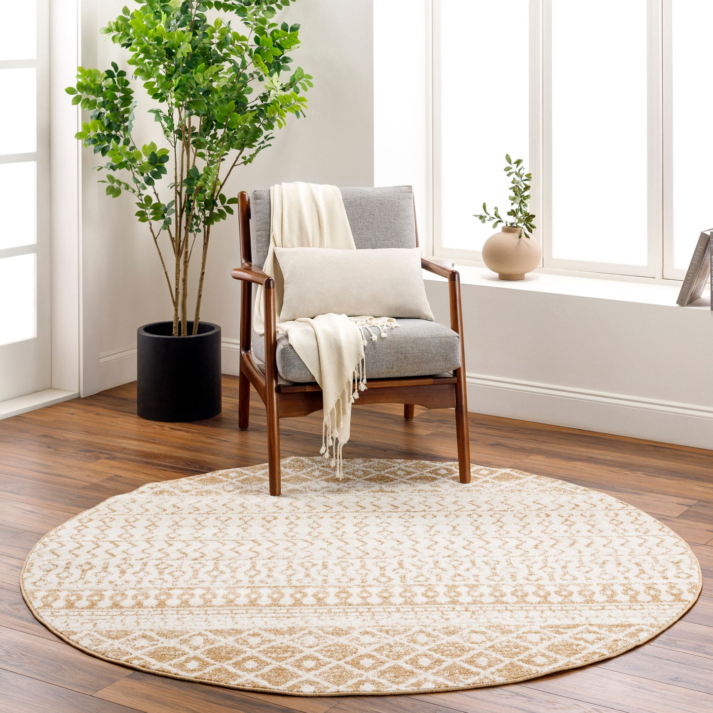 Elaziz ELZ-2367 6ft Round Machine Woven Area Rug