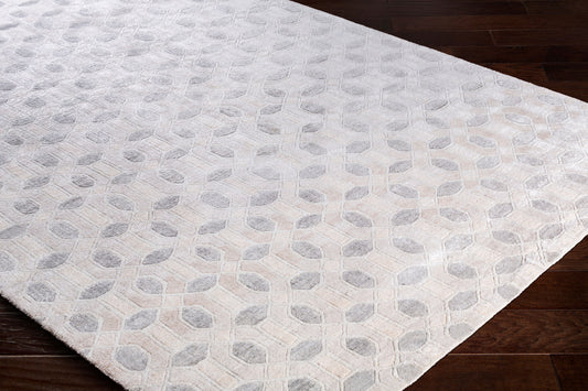 Alfombra decorativa de seda sintética florentina FNT-1001, hecha a mano, de 2' x 3'