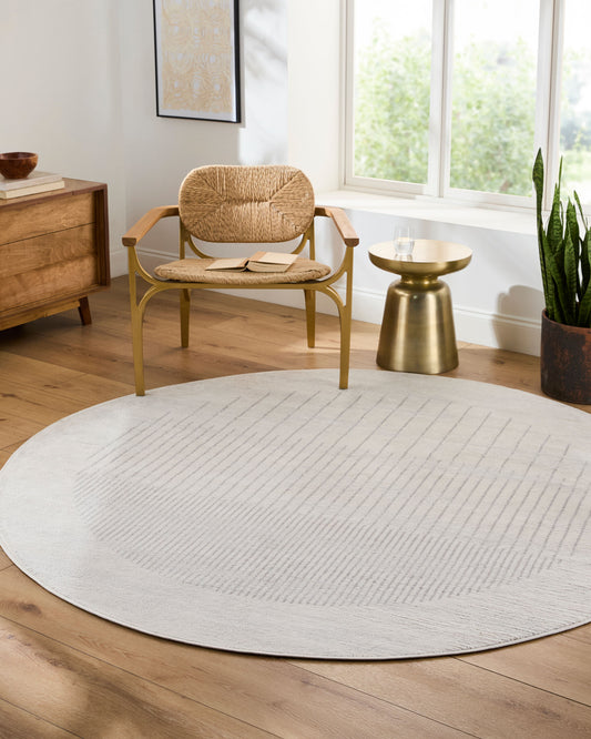 Floransa FSA-2373 8ft Round Machine Woven Area Rug