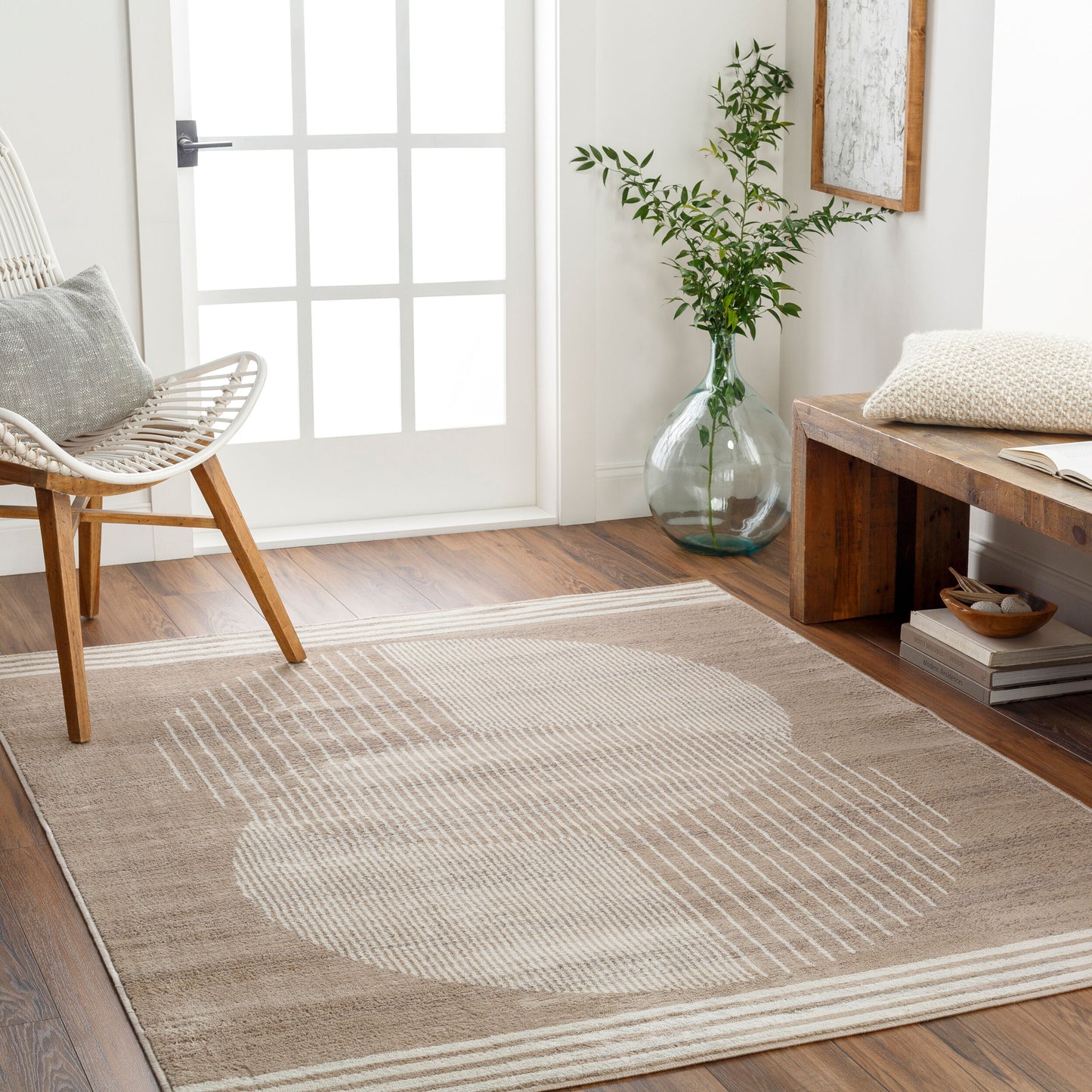 Floransa FSA-2374 8ft Round Machine Woven Area Rug