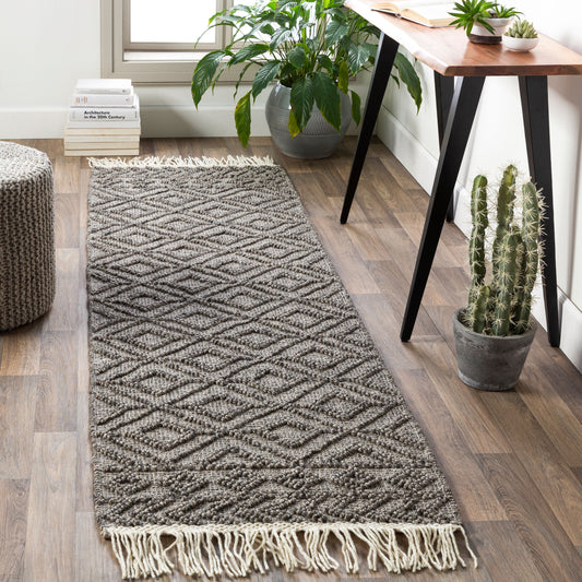 Alfombra de corredor hecha a mano Farmhouse Tassels FTS-2302 de 2,4 m