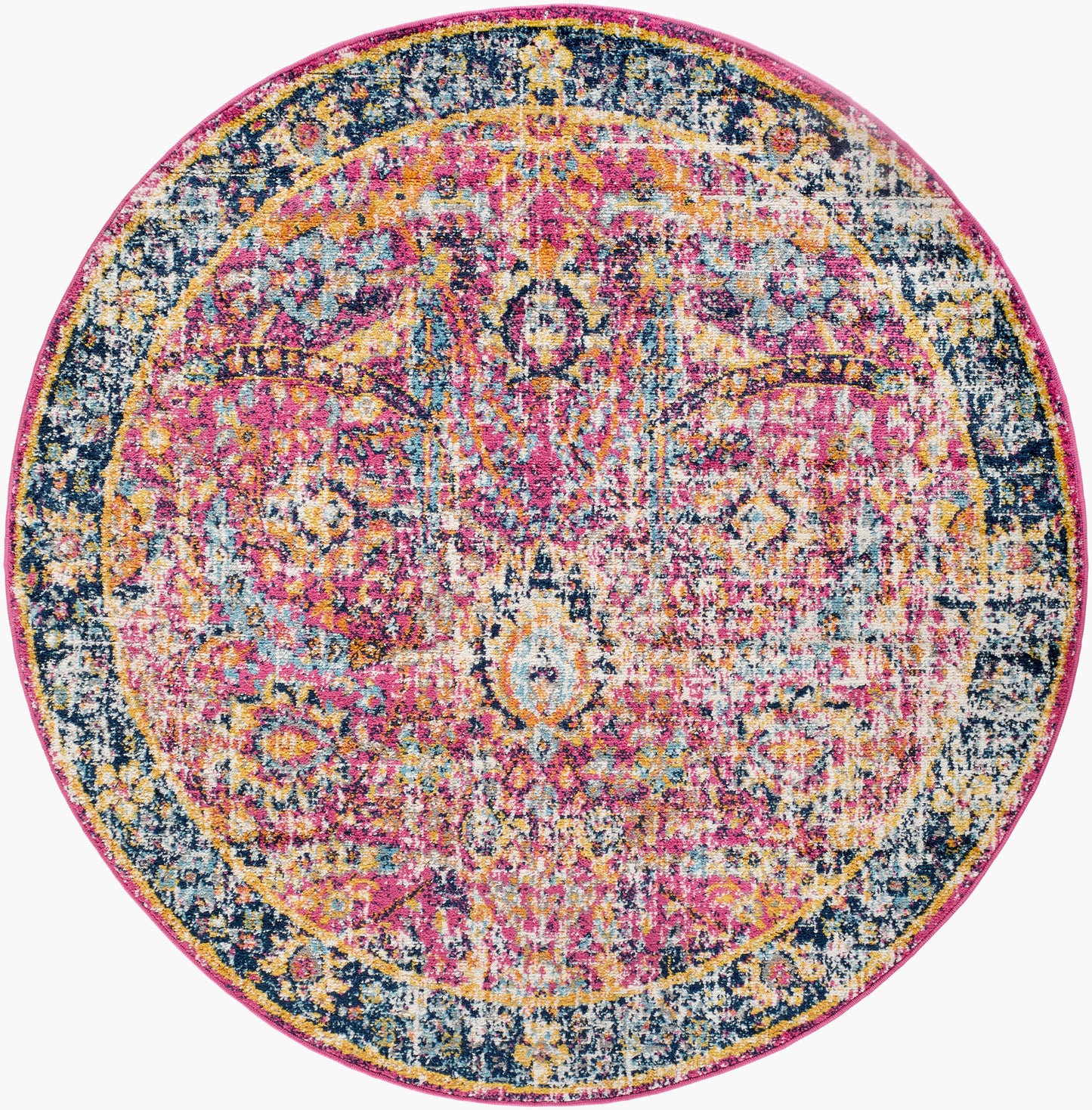 Harput HAP-1013 5ft Round Machine Woven Area Rug