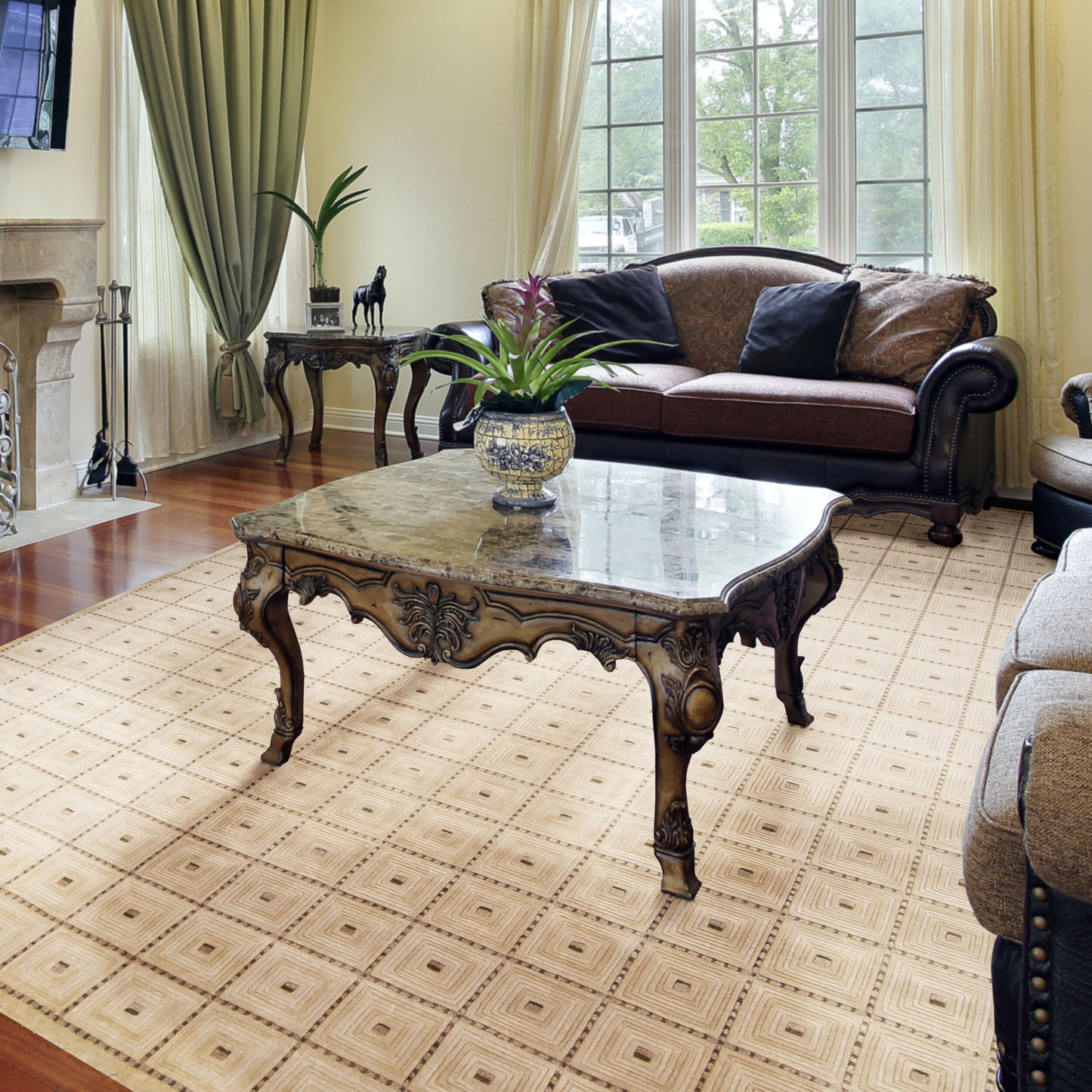 Mugal IN-8075 5' x 8' Handmade Wool Area Rug