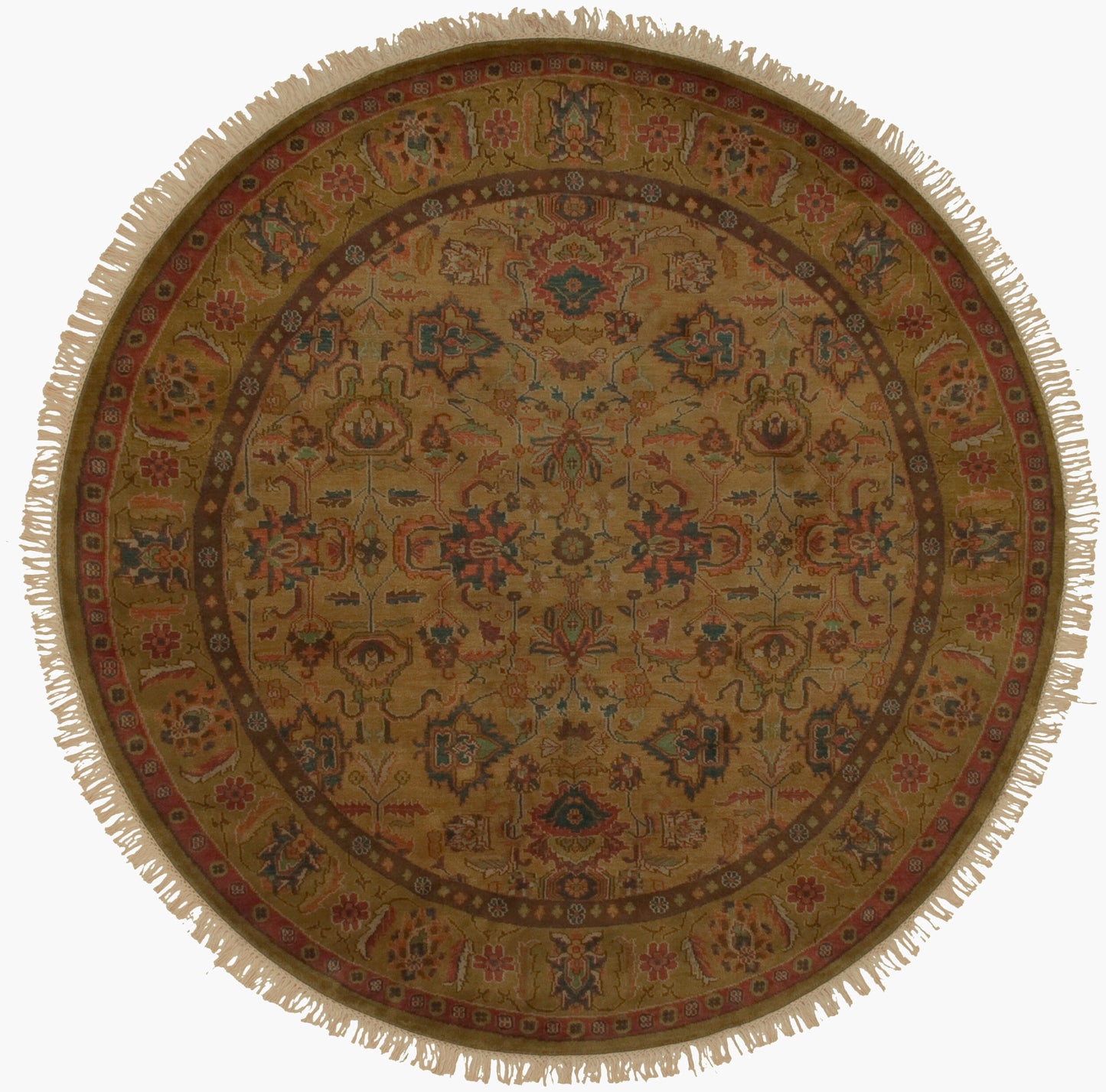 Adana IT-KASHAN 8ft Round Handmade Wool Area Rug
