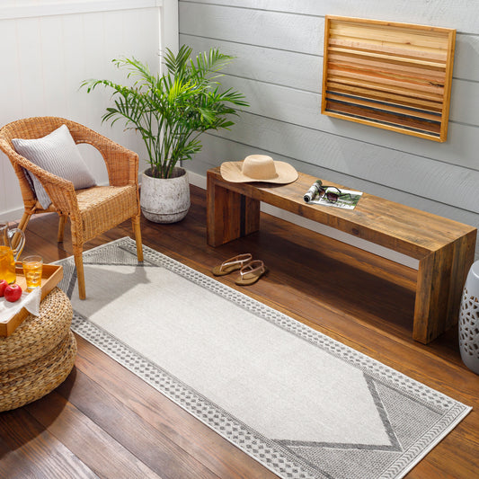 Long Beach LBH-2300 7ft Runner Machine Woven Indoor/Outdoor Runner Rug