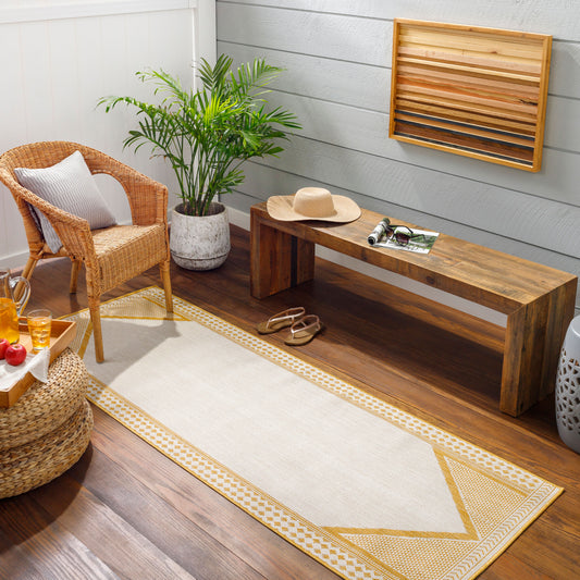 Long Beach LBH-2301 7ft Runner Machine Woven Indoor/Outdoor Runner Rug