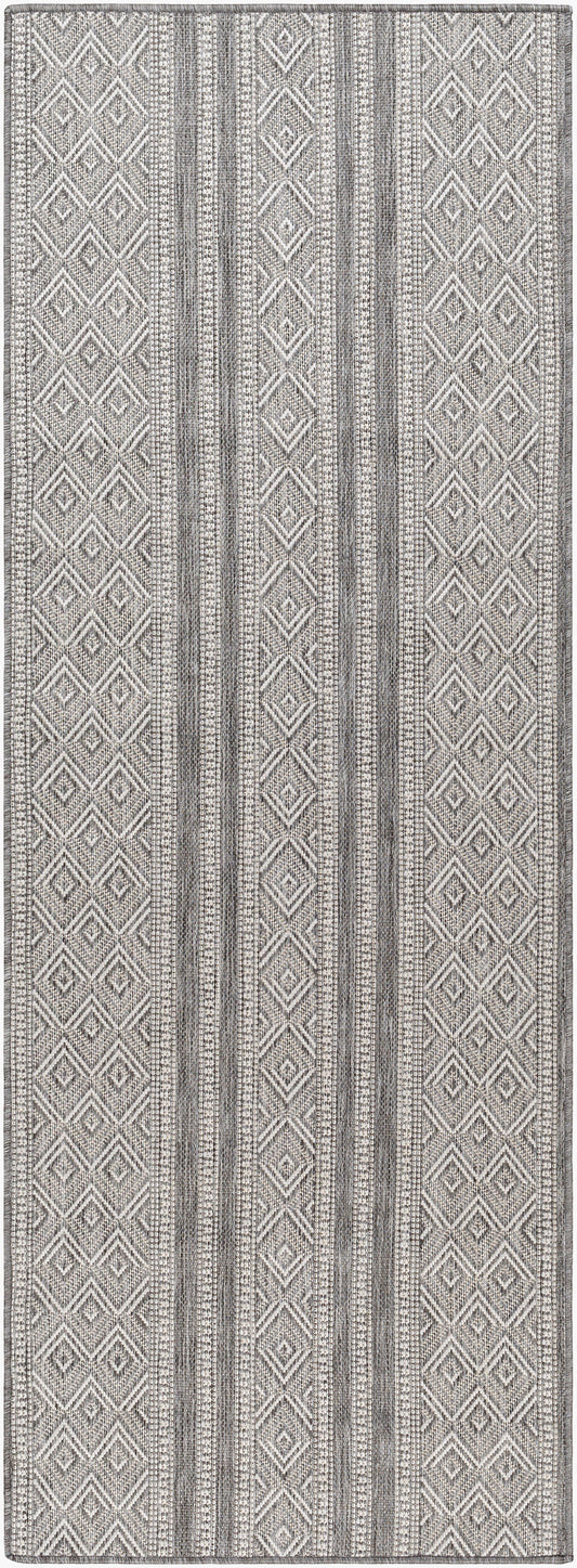 Long Beach LBH-2302 7ft Runner Machine Woven Indoor/Outdoor Runner Rug