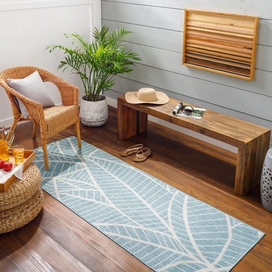 Long Beach LBH-2303 7ft Runner Machine Woven Indoor/Outdoor Runner Rug