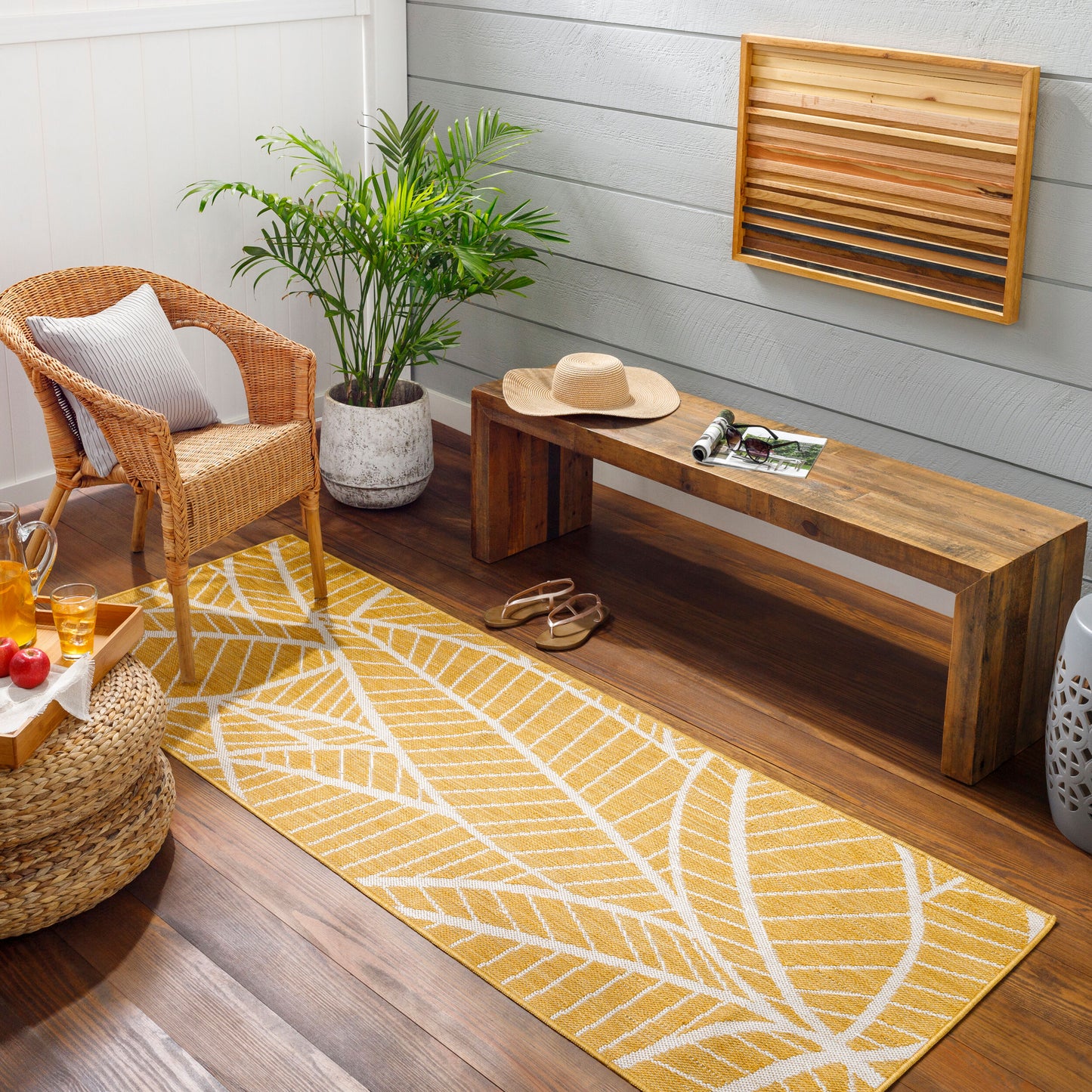 Long Beach LBH-2304 7ft Runner Machine Woven Indoor/Outdoor Runner Rug