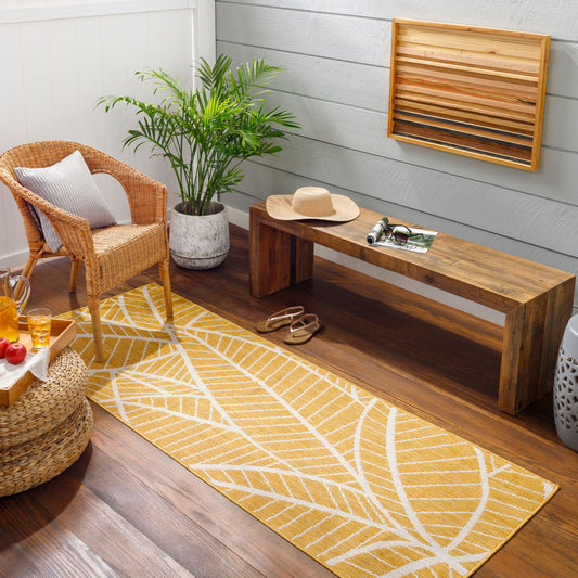 Long Beach LBH-2304 7ft Runner Machine Woven Indoor/Outdoor Runner Rug