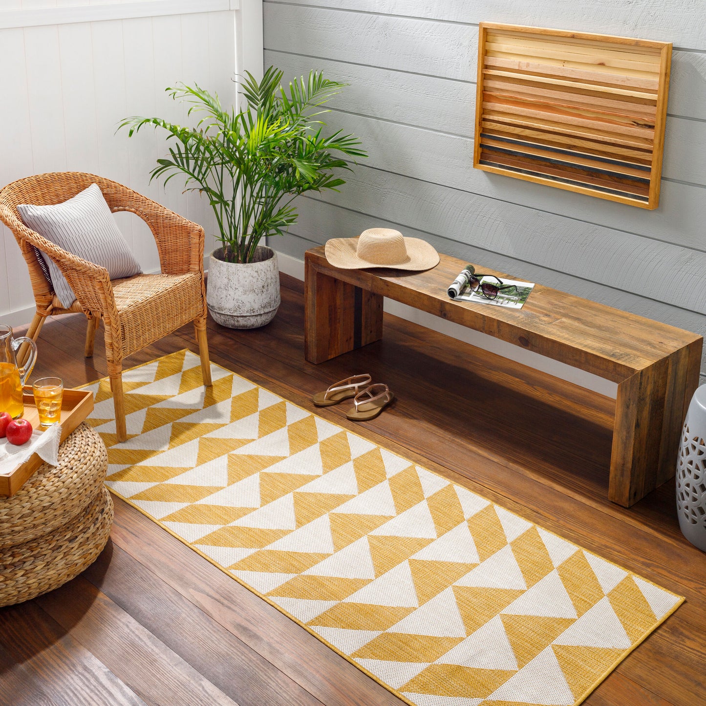 Long Beach LBH-2308 7ft Runner Machine Woven Indoor/Outdoor Runner Rug