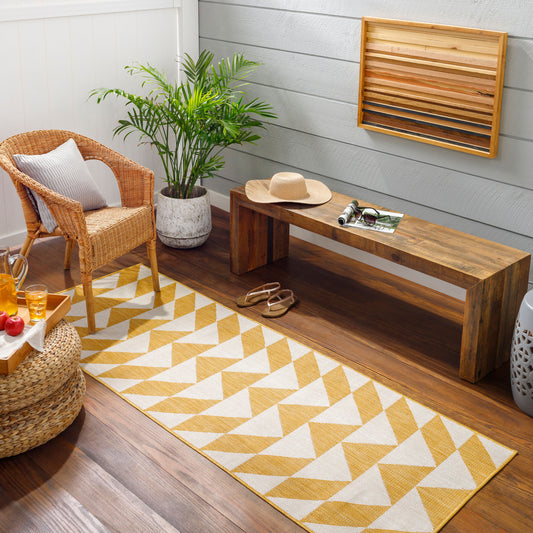 Long Beach LBH-2308 7ft Runner Machine Woven Indoor/Outdoor Runner Rug