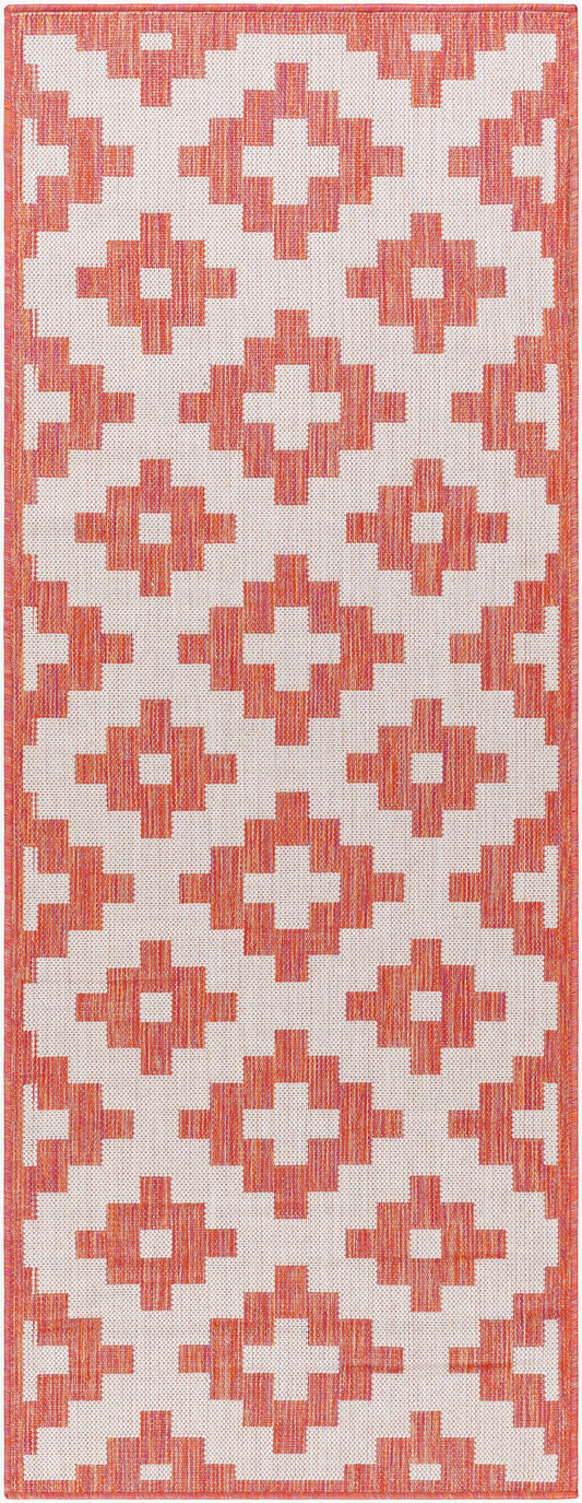 Long Beach LBH-2309 7ft Runner Machine Woven Indoor/Outdoor Runner Rug