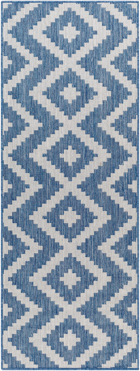 Long Beach LBH-2314 7ft Runner Machine Woven Indoor/Outdoor Runner Rug