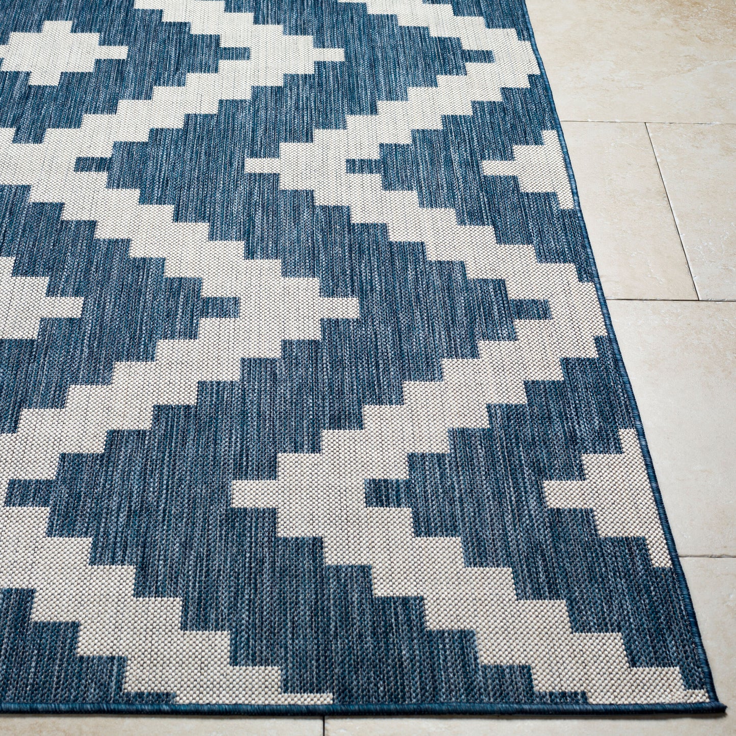 Long Beach LBH-2314 7ft Runner Machine Woven Indoor/Outdoor Runner Rug