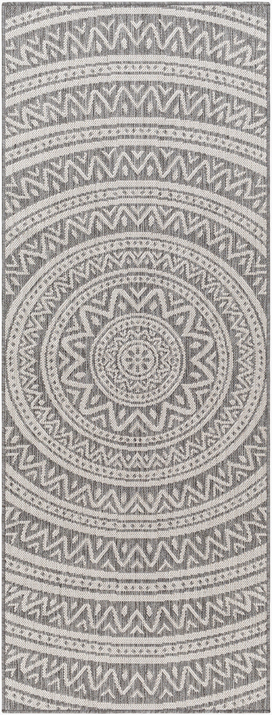 Long Beach LBH-2317 7ft Runner Machine Woven Indoor/Outdoor Runner Rug