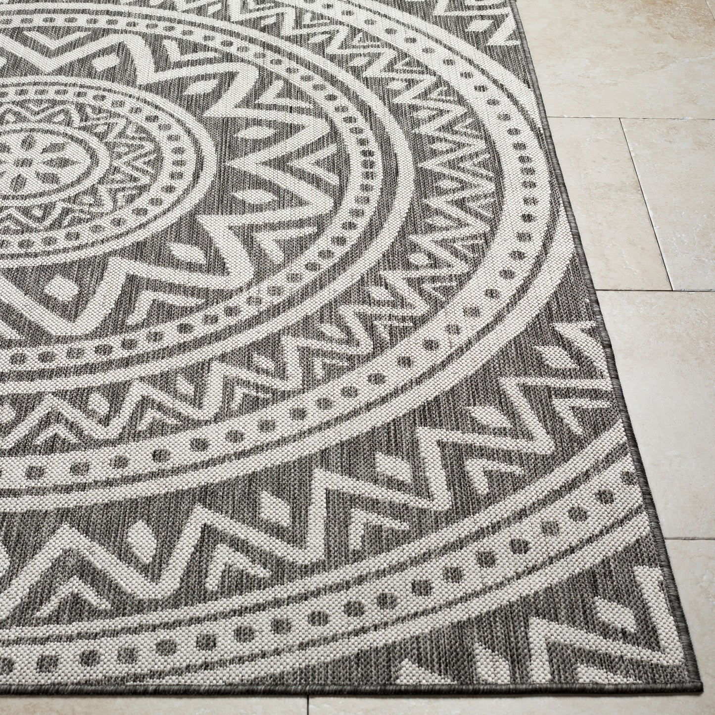 Long Beach LBH-2317 7ft Runner Machine Woven Indoor/Outdoor Runner Rug