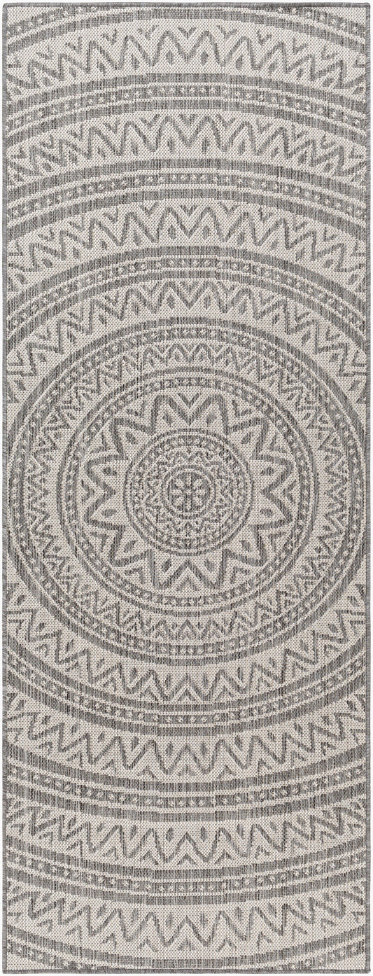 Long Beach LBH-2318 7ft Runner Machine Woven Indoor/Outdoor Runner Rug