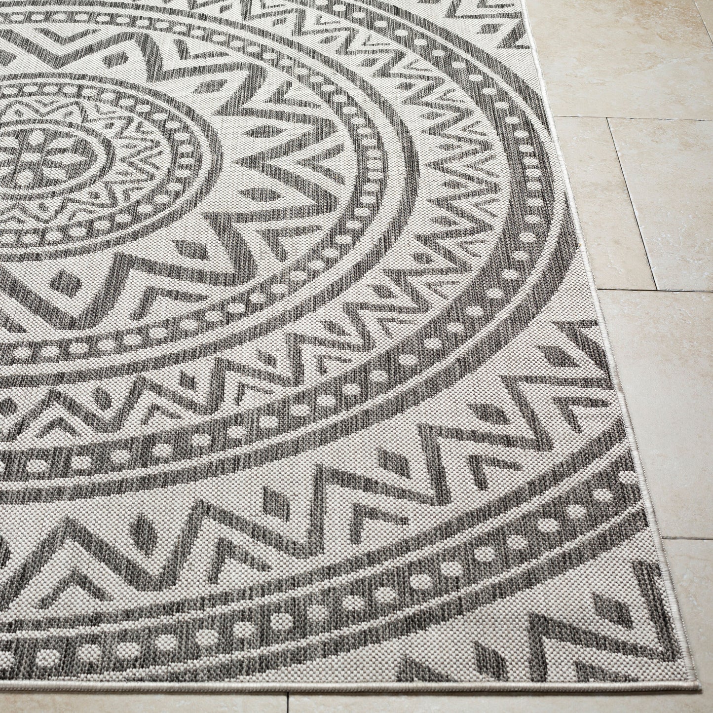 Long Beach LBH-2318 7ft Runner Machine Woven Indoor/Outdoor Runner Rug