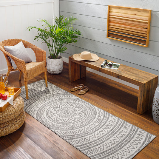 Long Beach LBH-2318 7ft Runner Machine Woven Indoor/Outdoor Runner Rug