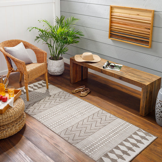 Long Beach LBH-2320 7ft Runner Machine Woven Indoor/Outdoor Runner Rug