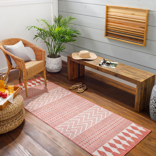 Long Beach LBH-2323 7ft Runner Machine Woven Indoor/Outdoor Runner Rug