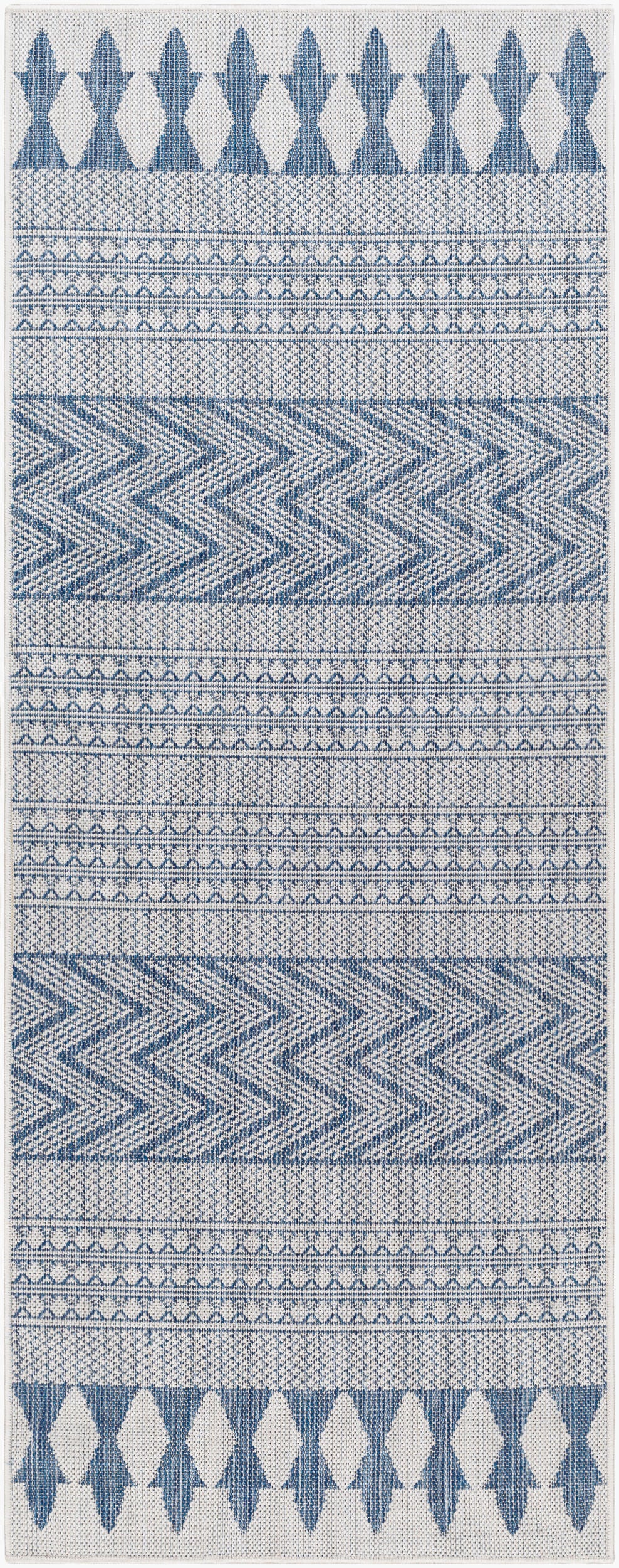 Long Beach LBH-2326 7ft Runner Machine Woven Indoor/Outdoor Runner Rug