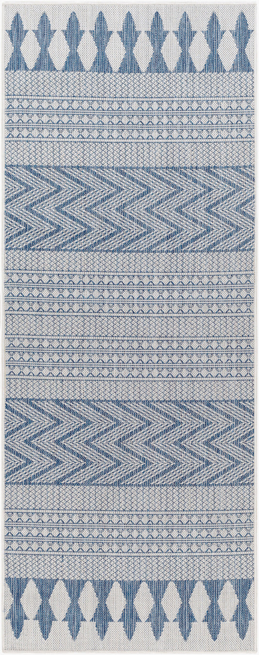 Long Beach LBH-2326 7ft Runner Machine Woven Indoor/Outdoor Runner Rug