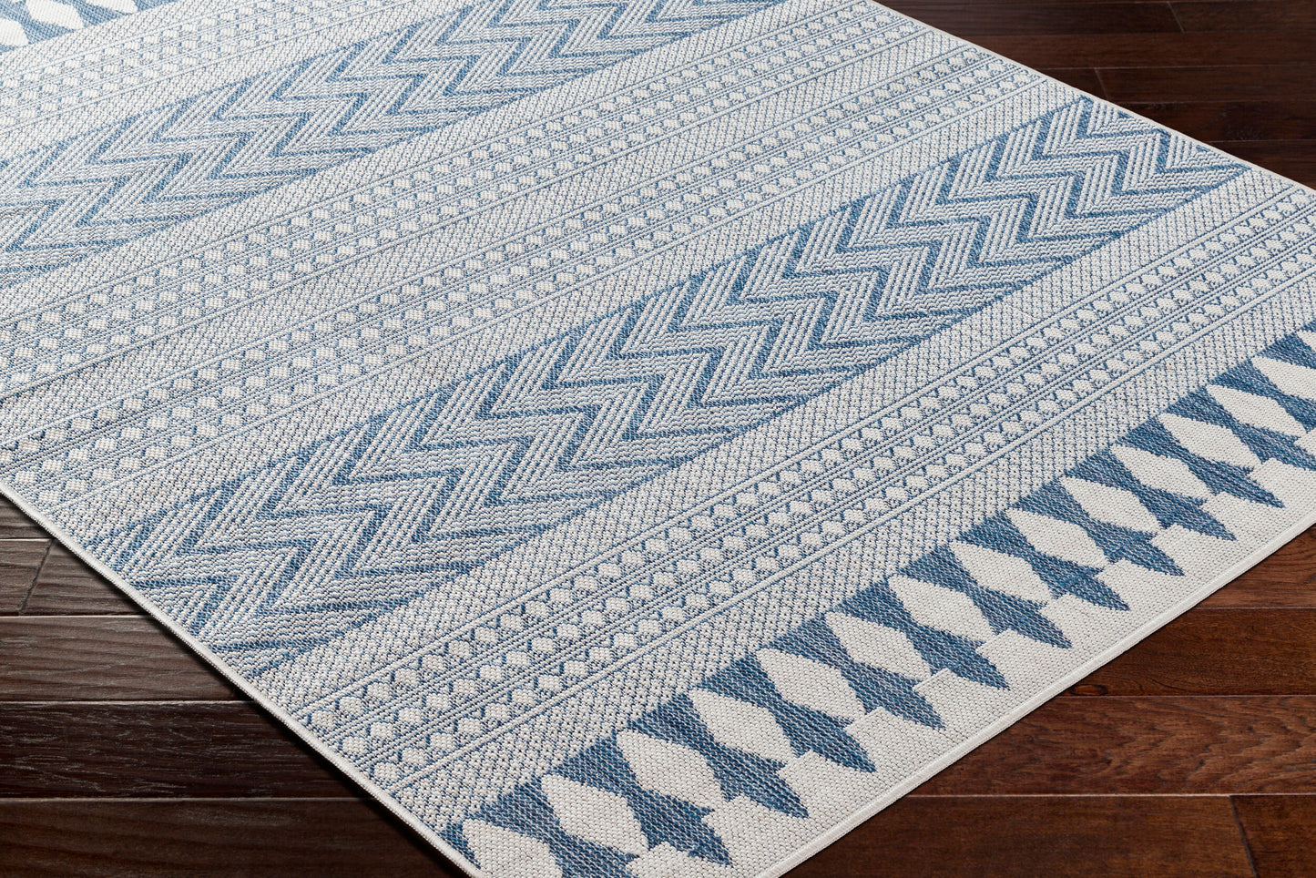 Long Beach LBH-2326 7ft Runner Machine Woven Indoor/Outdoor Runner Rug
