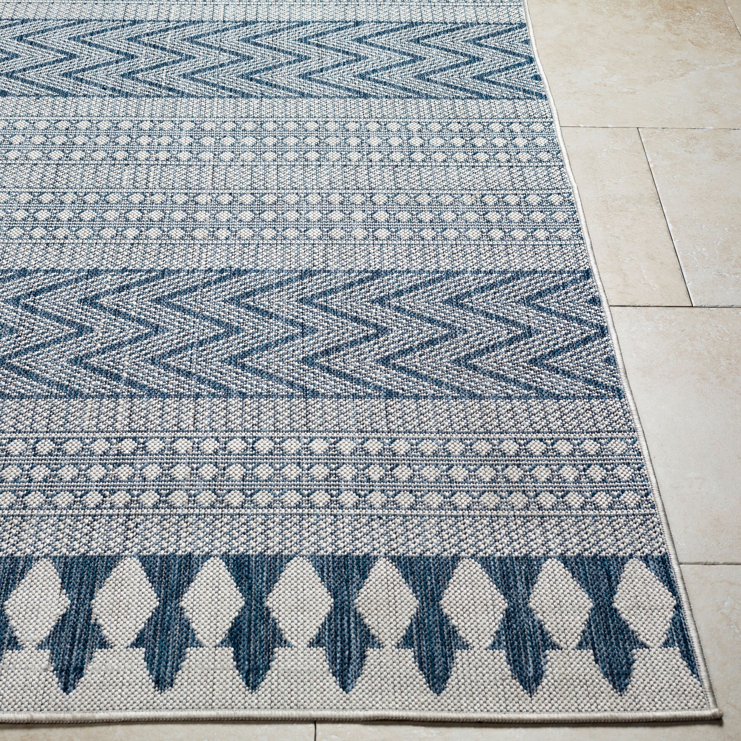 Long Beach LBH-2326 7ft Runner Machine Woven Indoor/Outdoor Runner Rug